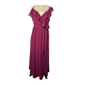 JJs House Fuchsia Ruffle Maxi Dress